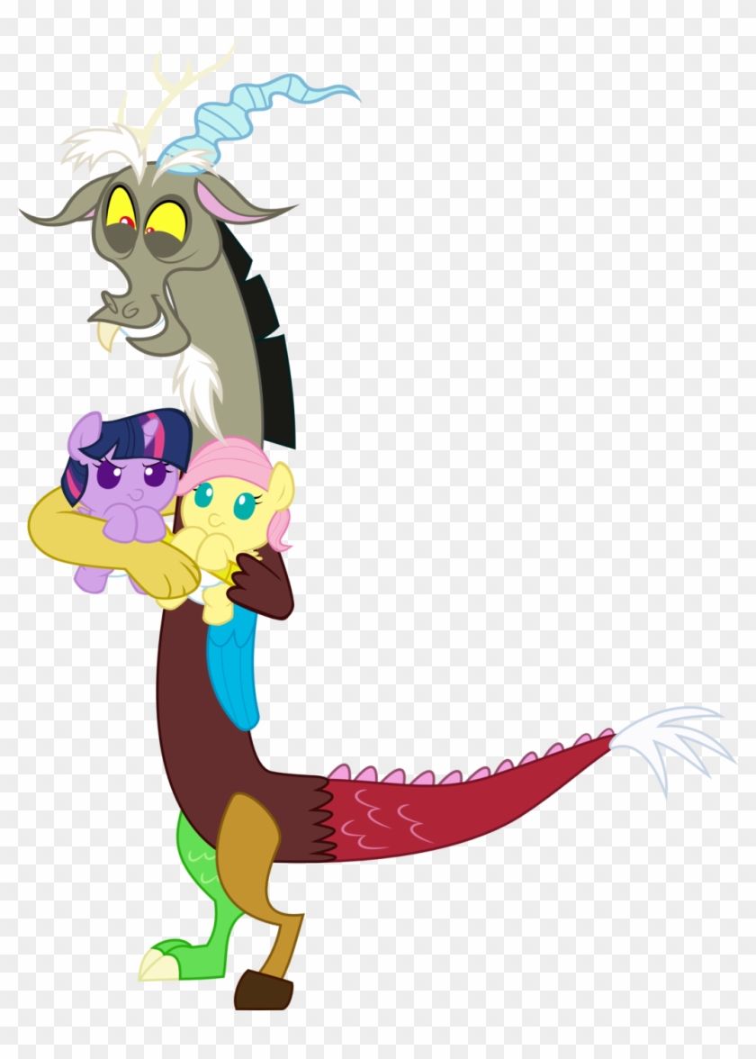 Discord Hugs Baby Twily And Fluttershy By - Fluttershy As A Baby #974274