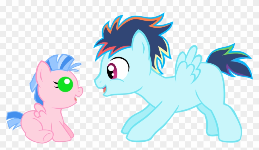 Hi There Little Sister By Ludiculouspegasus - Baby Rainbow Dash And Baby Soarin #974452