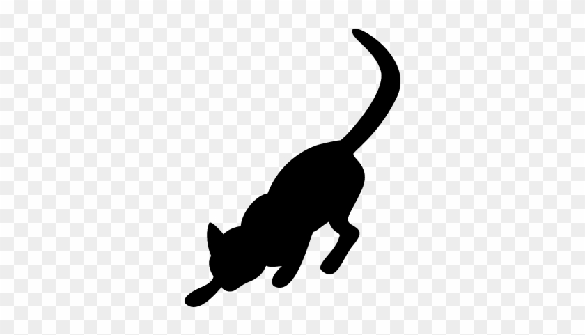 Curious Cat Posture Vector - Pouncing Cat Silhouette #975133
