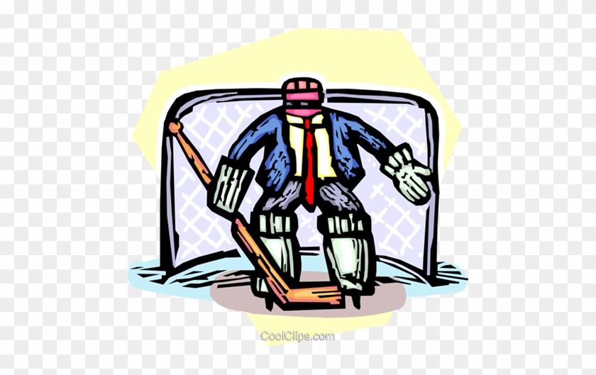 Man In Nets With Goalie Equipment Royalty Free Vector - Man In Nets With Goalie Equipment Royalty Free Vector #975697