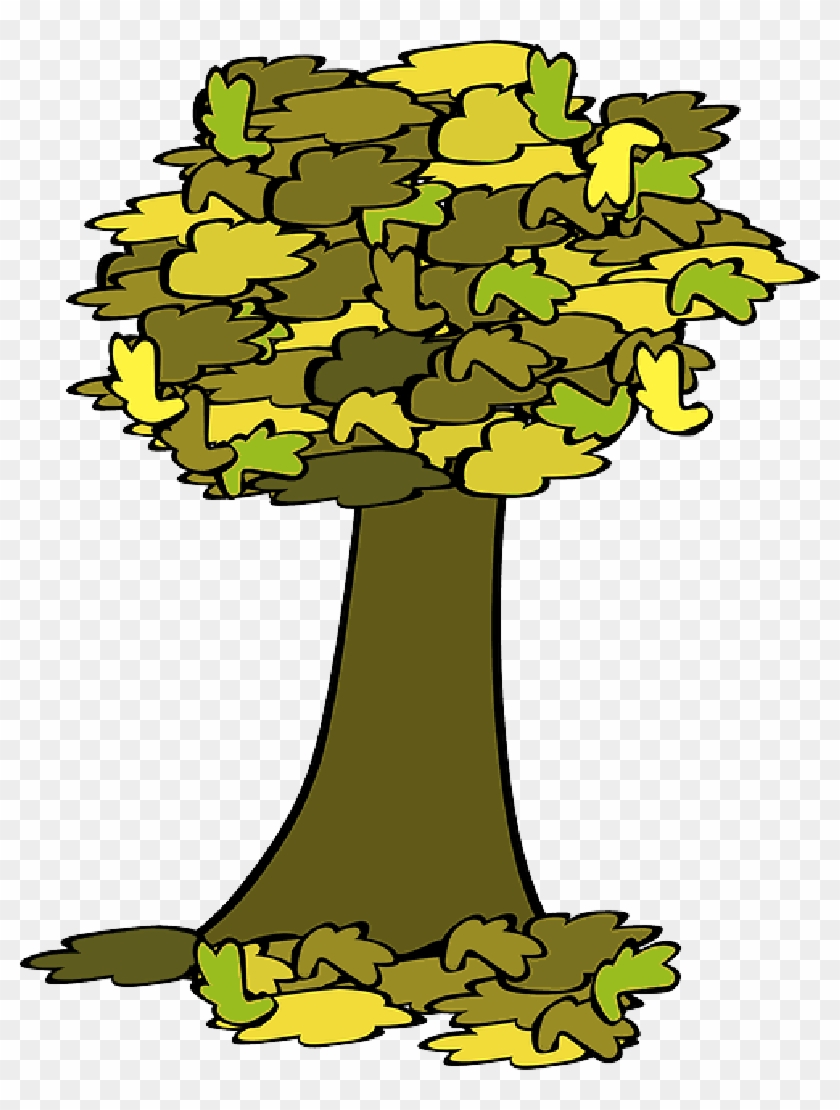 Fall, Tree, Coloured, Acorn, Cartoon, Trees, Plant - Fall Clip Art #975811