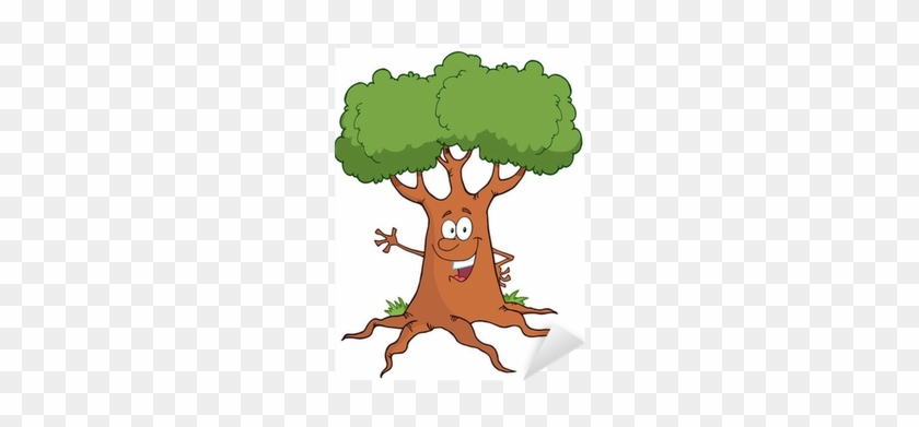 Happy Cartoon Tree Character Waving A Greeting Sticker - My Alphabet Story Book #975833