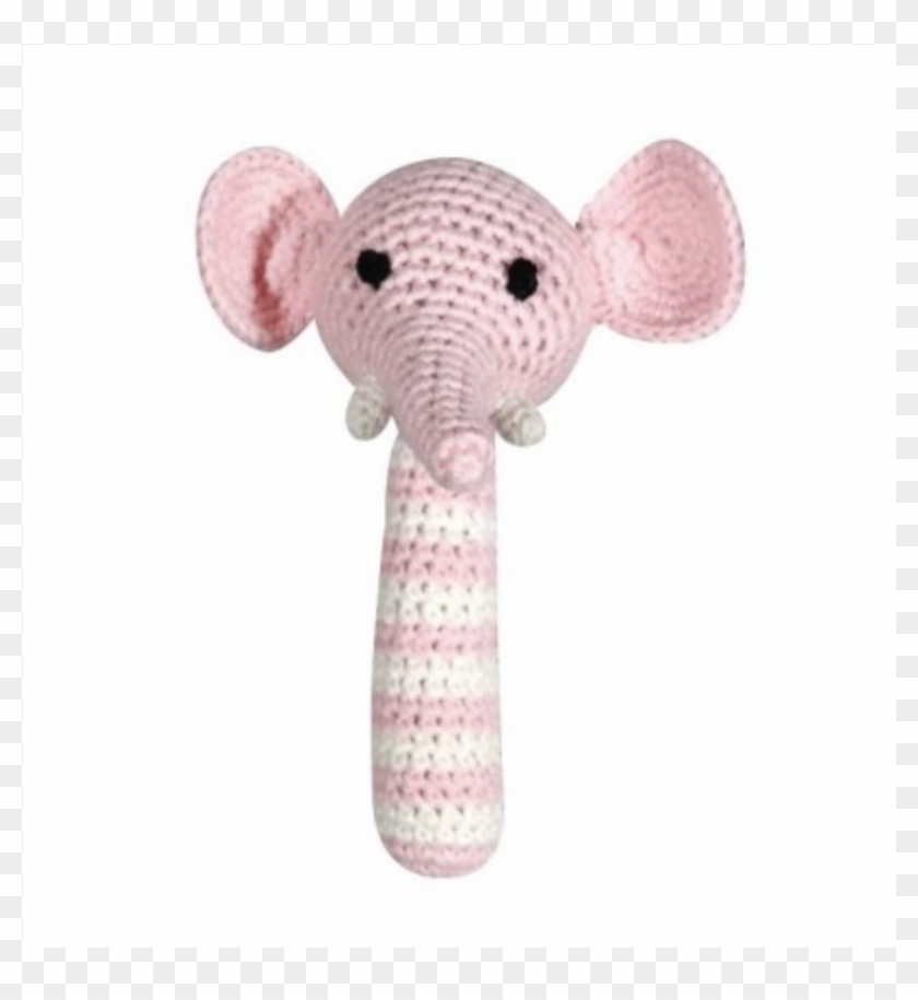 This Hand-crocheted Pink Elephant Baby Rattle Is Hand - Knitted World Rattle - Elephant Pink #975963