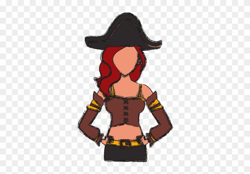 Beautiful Woman Pirate Cartoon - Cartoon #976237