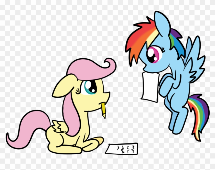 Pikurosonai00, Filly, Fluttershy, Homework, Mouth Hold, - Cartoon #976880