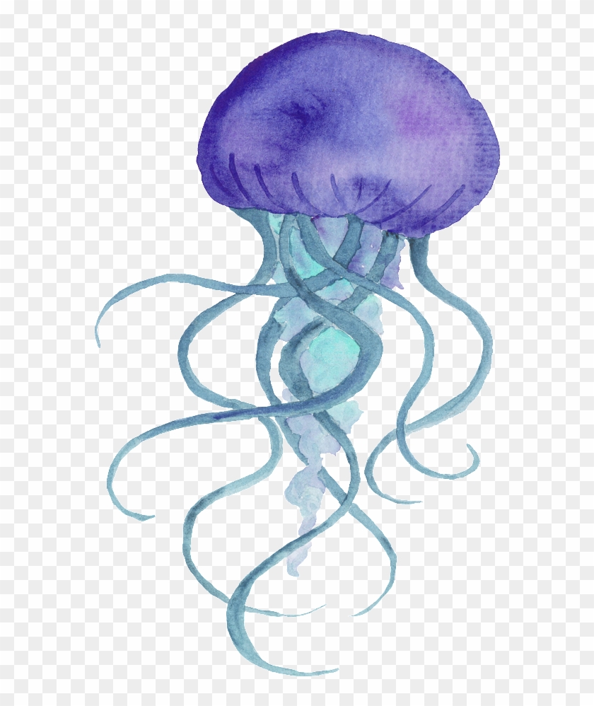 Purple Hand-painted Jellyfish Cartoon Watercolor Material - Jellyfish #976908