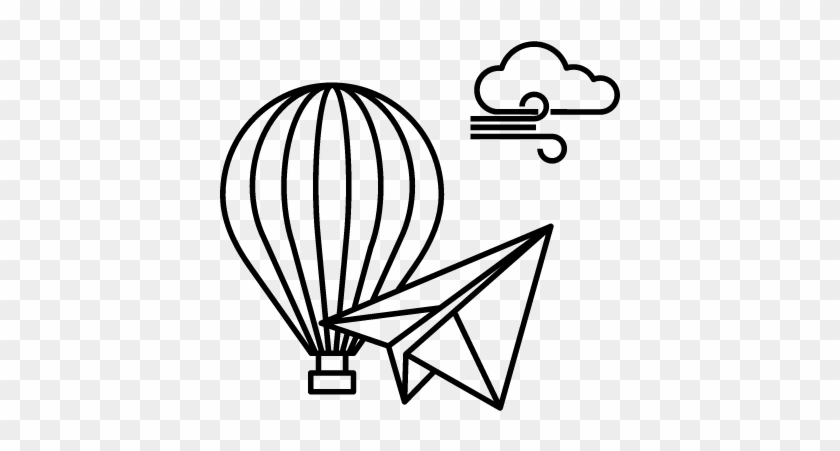 Hot Air Balloon Paper Plane And Wind Vector - Hot Air Balloon #977389