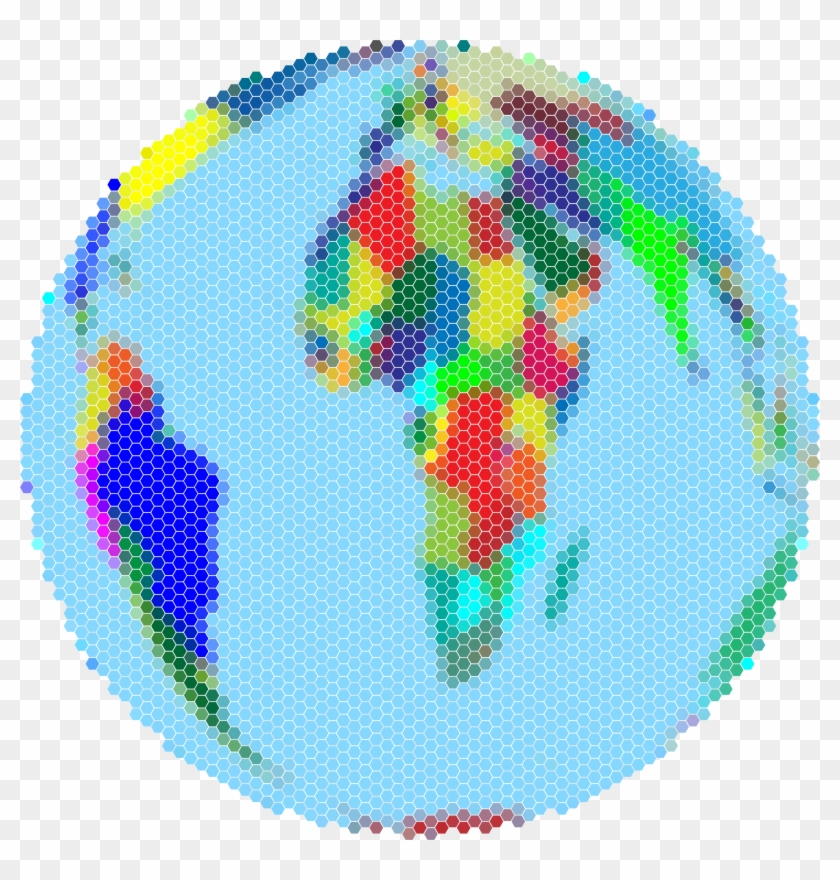 Earth Globe Hexagonal Mosaic - Earth #977414