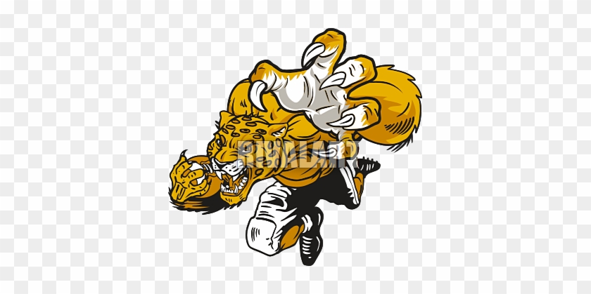 Jaguar Running With Football In Color Clipart - Jaguar Mascot Png #977463