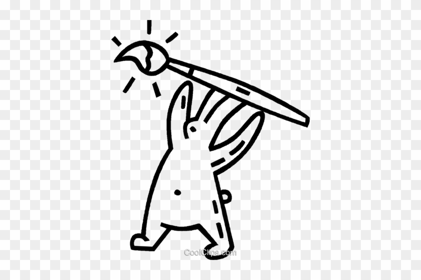 Easter Bunny With A Paint Brush Royalty Free Vector - Paintbrush #977491