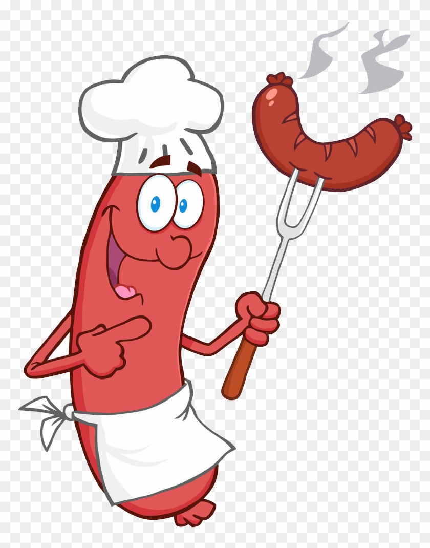 Bratwurst Sausage Hot Dog Barbecue Clip Art - Bbq Sausage Cartoon #978079