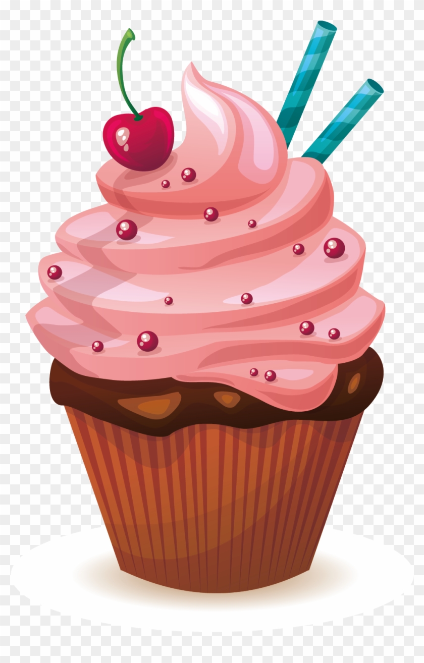 Cupcake Muffin Icing Red Velvet Cake Birthday Cake - Bolo De Pote Vetor #979065