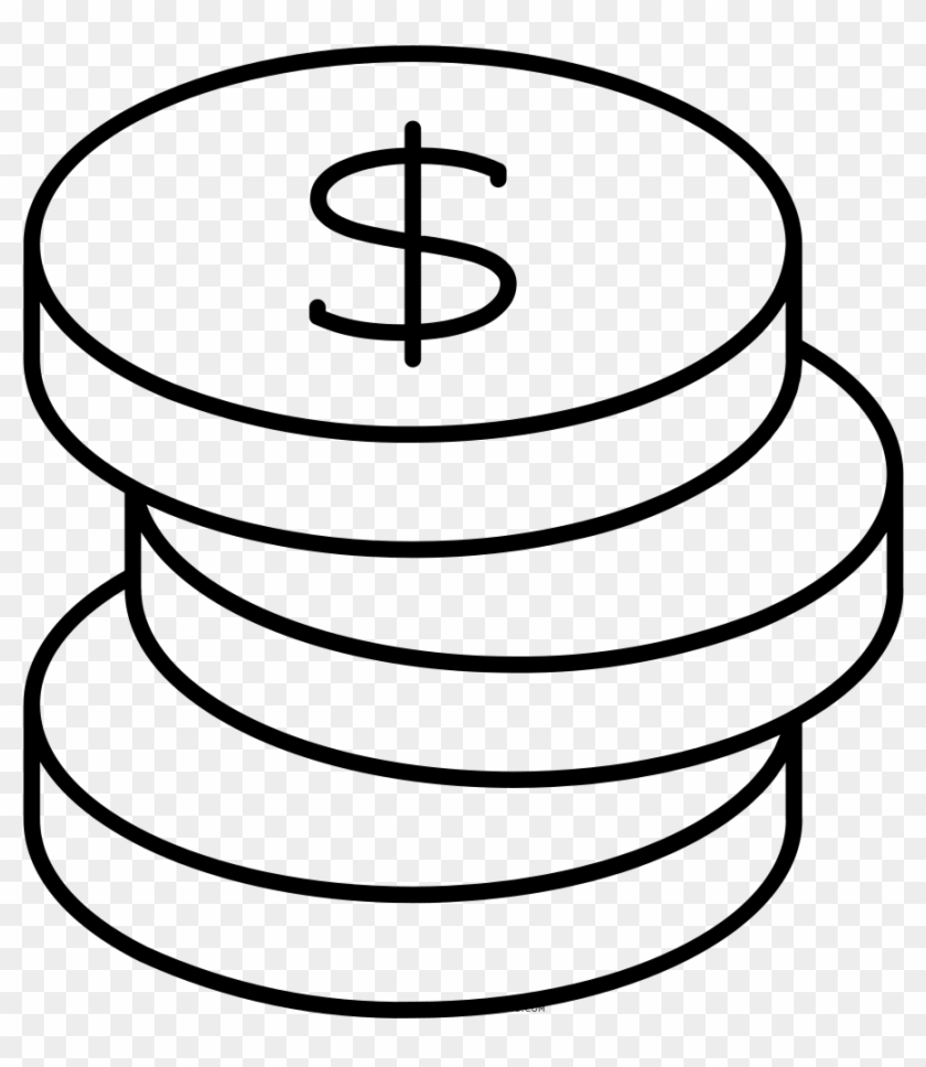 Coin Stack Coloring Page - Monedas Dibujo Para Colorear - Free Transparent  PNG Clipart Images Download