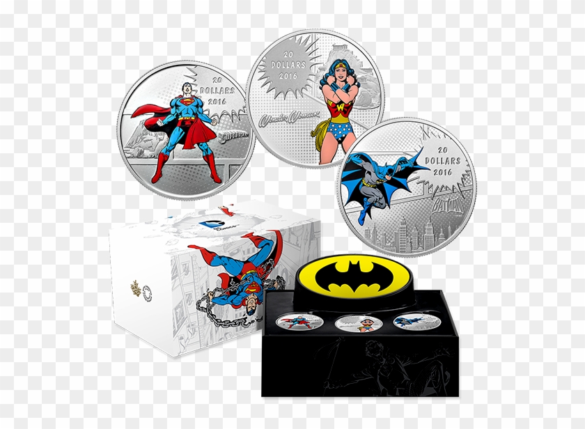 Pure Silver Coloured 3-coin Subscription Dc Comicstm - Dc Comics Coins 2016 #980281