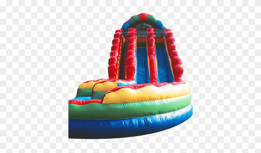 Inflatable Dual Lane Curvy Water Slide With Pool - Inflatable #980304