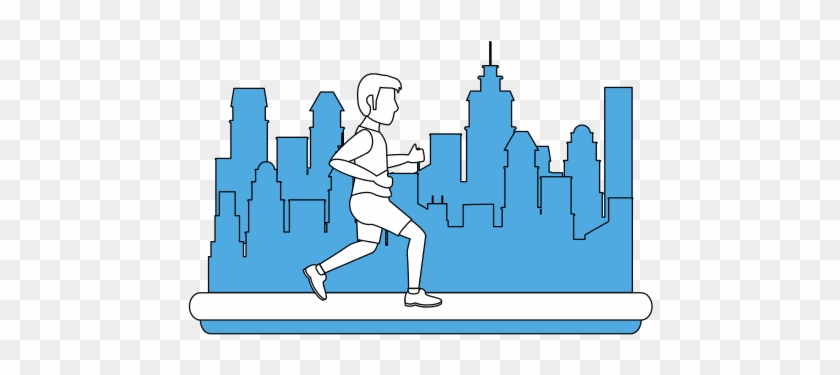 Man Running Cartoon In The City - Cartoon #980721