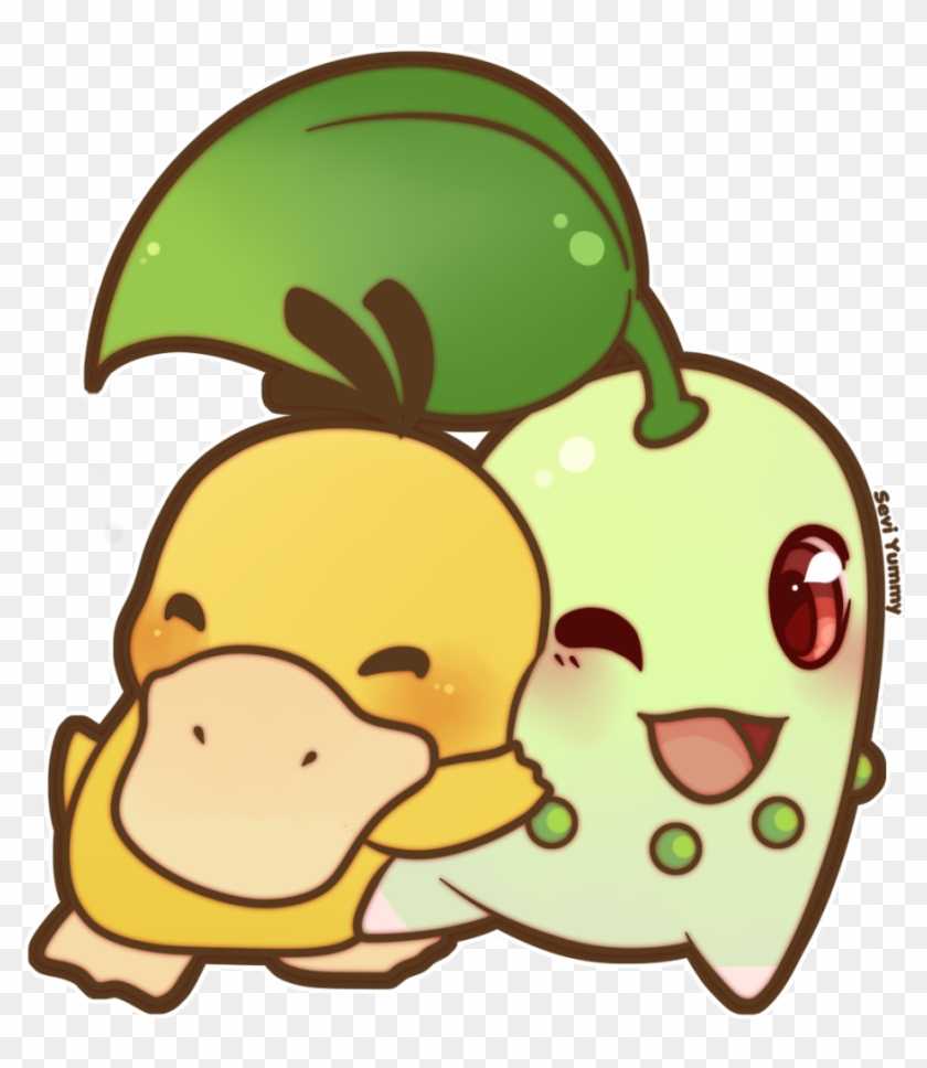 Chibi Chikorita & Psyduck Support Me On Patreon - Psyduck Y Chikorita #980807