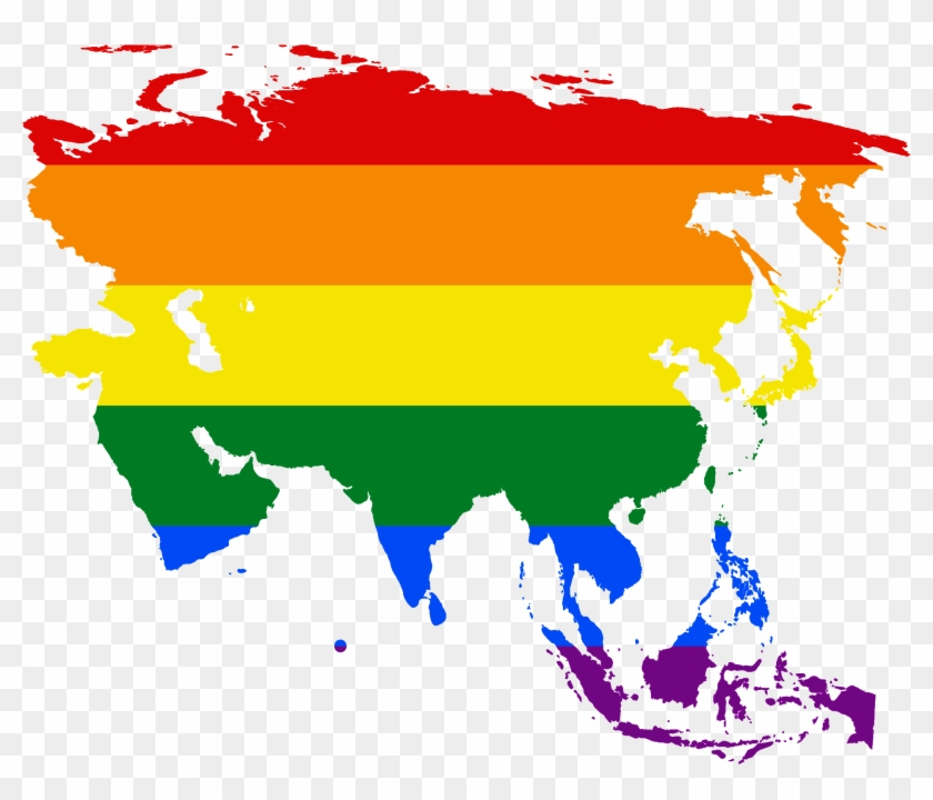 Lgbt Flag Map Of Asia - Mapa Asia Png #981165