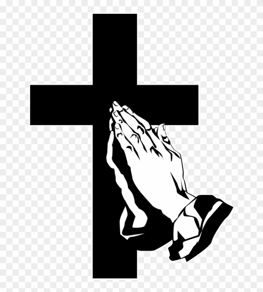 Funeral Clipart Prayer Hand - Cross And Praying Hands #981585