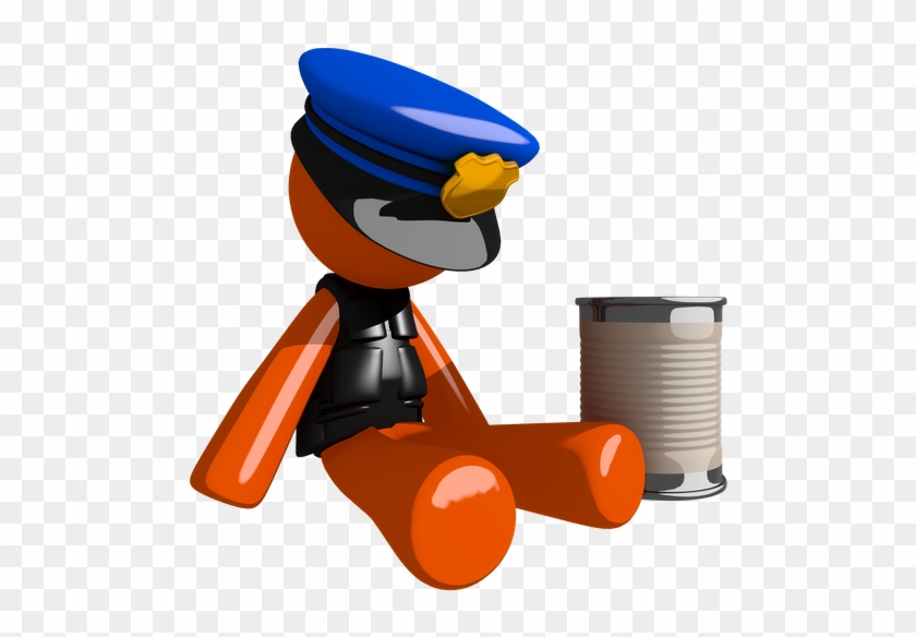 Orange Man Police Officer Beggar - Begging #981614