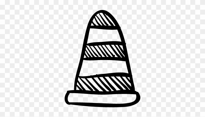 Cone Hand Drawn Construction Tool With Stripes Vector - Tool #982414