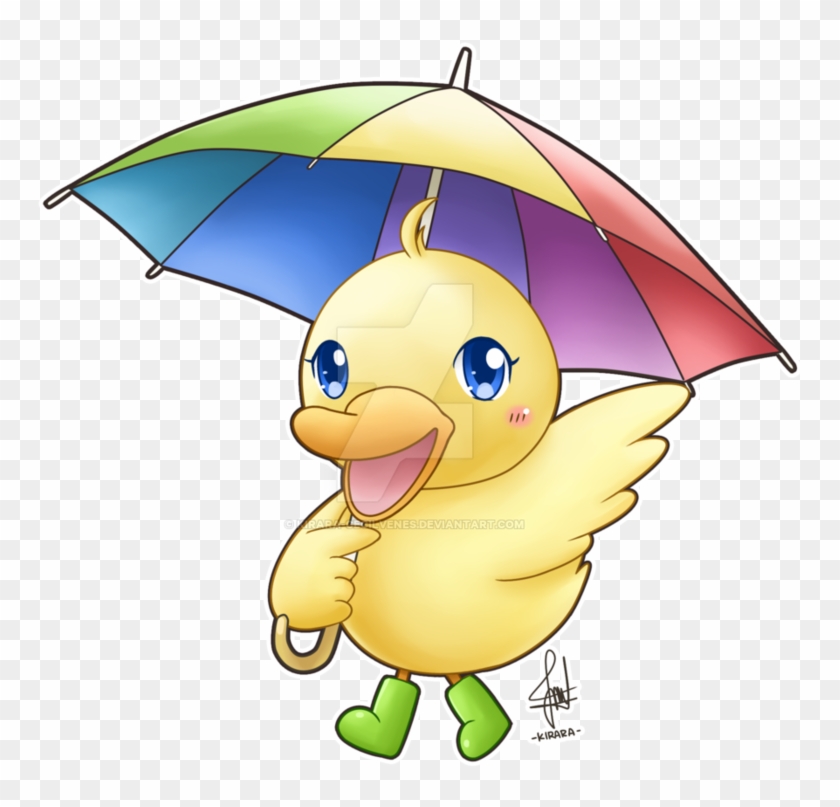 Chibi Duck By Kirara-cecilvenes - Clipart Of Ducks With Umbrella #983004