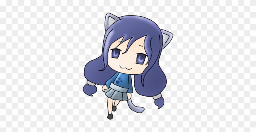 Light Blue Neko Girl By Monochromatic-cafe - Cartoon #983073