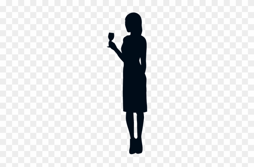 Woman With Wine Glass Silhouette - Woman Drinking Silhouette Png #983581