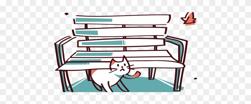 Cat Under The Bench Clipart #983993