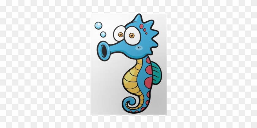 Vector Illustration Of Seahorse Cartoon Poster • Pixers® - Seahorse Cartoon #984315