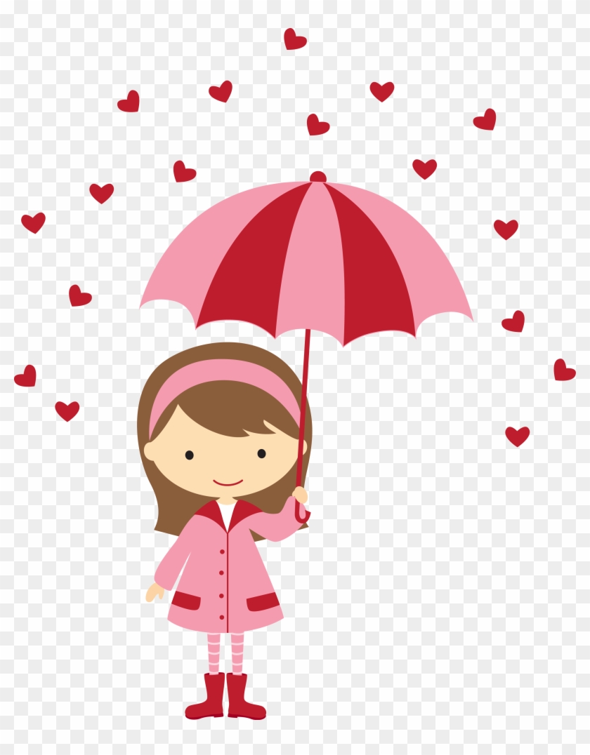 Meninas - Brownhairgirl - Minus - Raining Hearts Clipart #984418