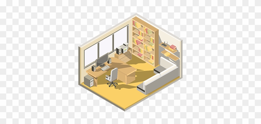Vector Isometric Design Of A Home Office - Vector Graphics #984914