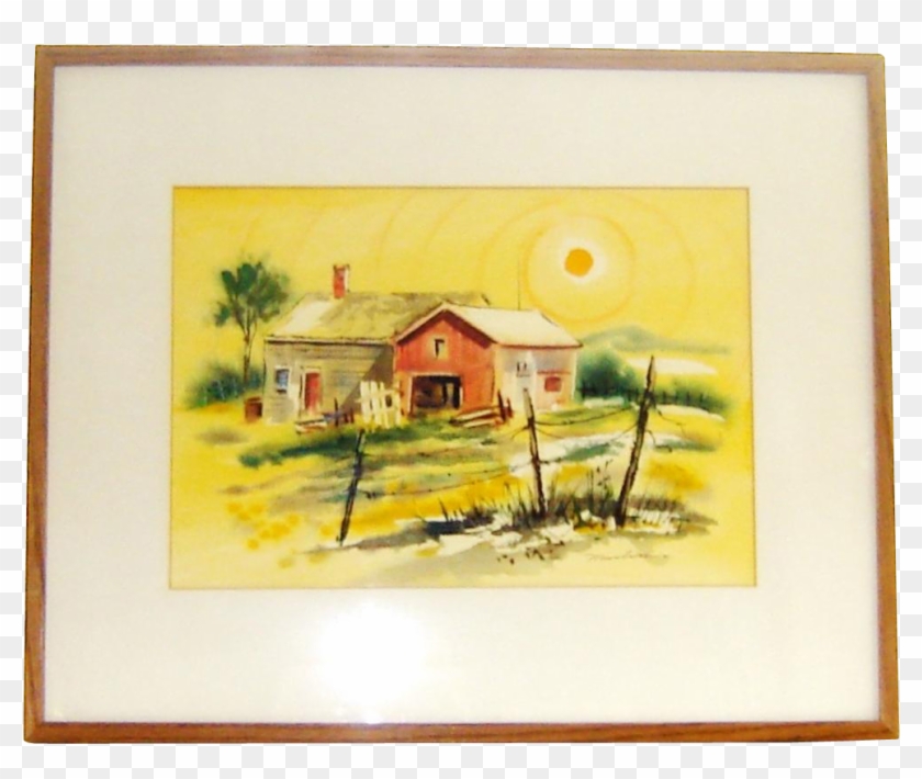 Musselman California School Style Watercolor Farm Landscape - Picture Frame #985011