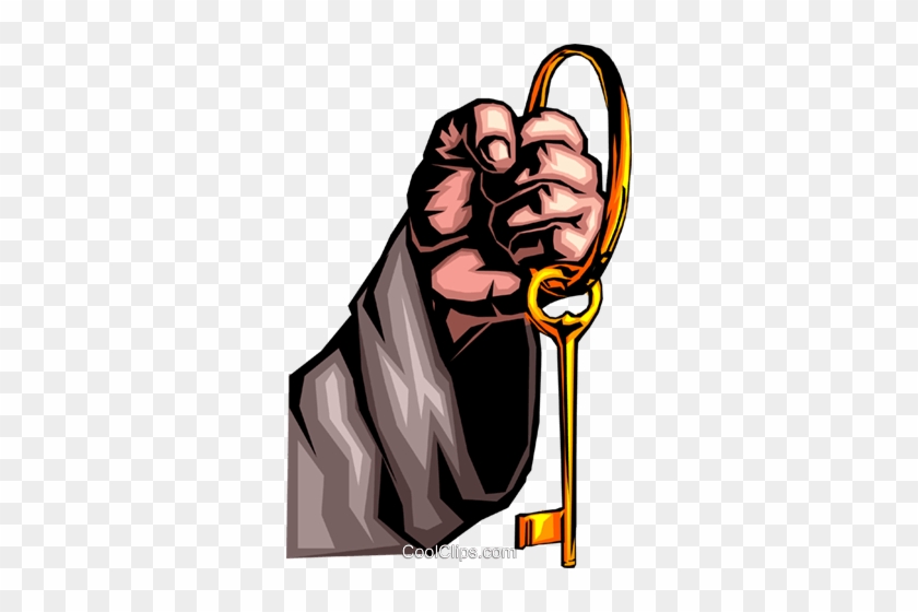 Hand With Key Ring Royalty Free Vector Clip Art Illustration - Information #985129