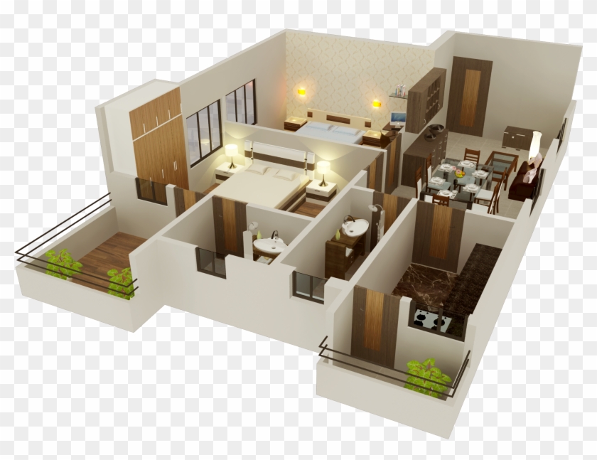 Flat C 3d Layout - Floor Plan #985190