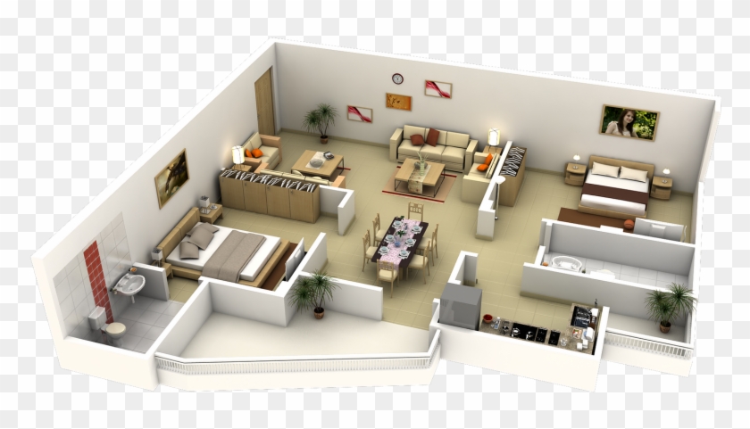 Impressive Floor Plans In 3d Home Design Plan Collection - L Shaped Living Room Layout #985195