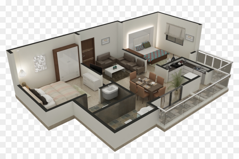 Building Floor Plan Design - Living Room Isometric View #985206