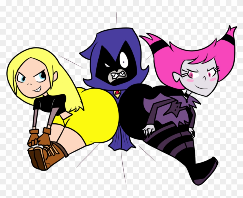 Raven Buttcrushed By Jinx And Terra By Butlova - Cartoon #985497