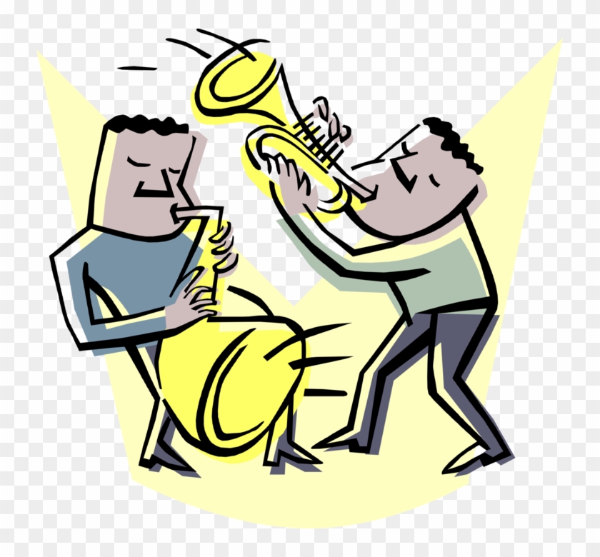 Vector Illustration Of Jazz Musicians Perform With - Jazz Instruments Cartoon #985998