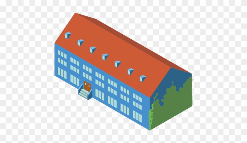 3d Isometric School Building Transparent Png - Isometric Building Vector Png #986177