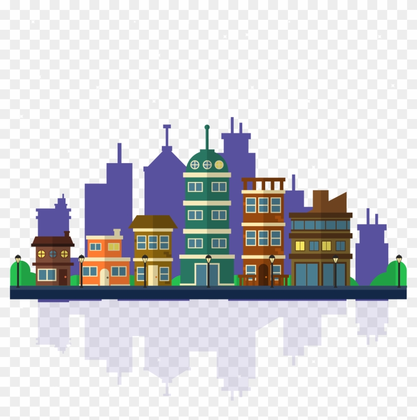 Vector City Building Background - City Background Vector Png #986243