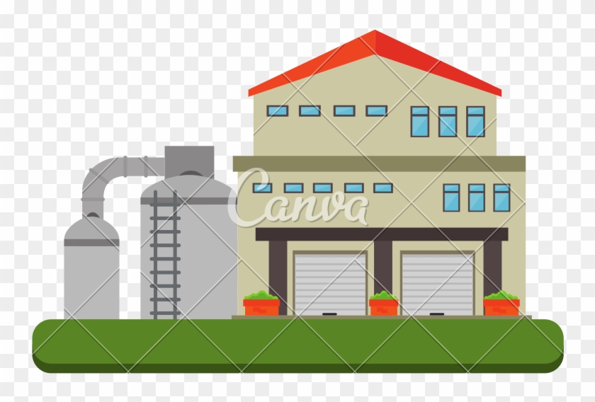 Factory Building Vector Illustration - Factory #986250