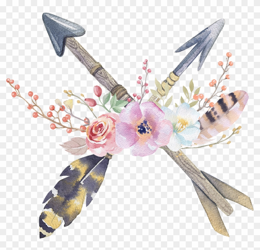 Feathered Arrow Clip Art Transparent Background Download - Retro Nostalgia Flower Feathers Arrow Cotton Linen #986972