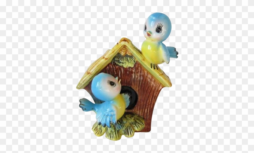 Adorable Norcrest Bluebirds And Birdhouse Planter - Nest Box #987055