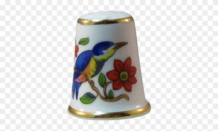 Ansley England Bone China Thimble Bluebird And Flowers - Porcelain #987074