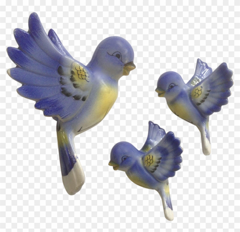 M#century Bluebird Wall Plaque Set Ceramic Birds Made - Figurine #987093