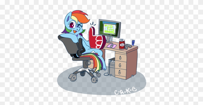 Cake-jam, Chair, Coke, Computer, Desk, Foam Finger, - Illustration #987132