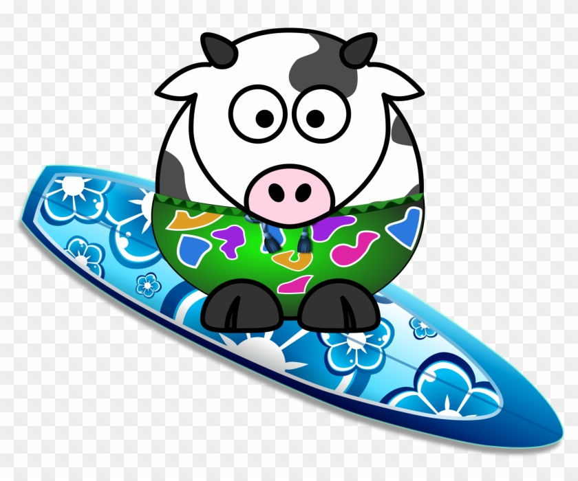 Clipart - Cartoon Cows On Surfboards #987137