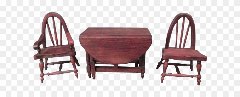 German Doll House Furniture Red Stain Gate Leg Dining - Bench #987213