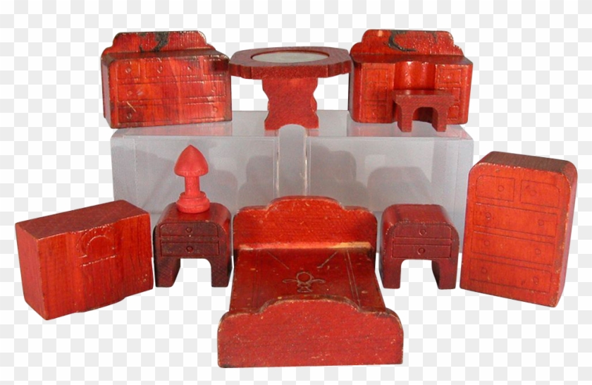 10 Pieces Of Nancy Forbes Wooden Dollhouse Furniture - Wooden Block #987346